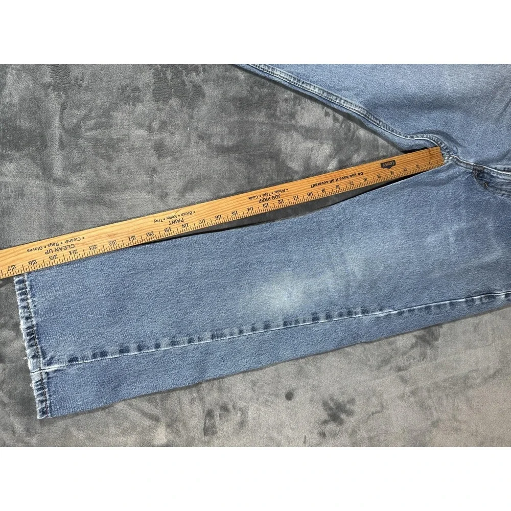 Levi's 505 Jeans Mens 33x27 Light Wash Blue Straight Leg Regular Fit Frayed Hem